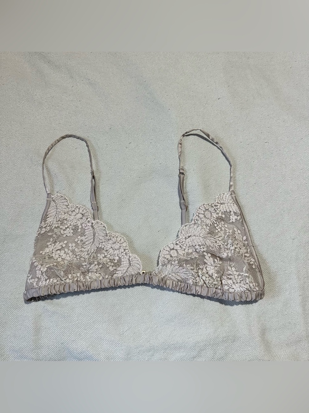 Lace Triangle Bralette in Taupe